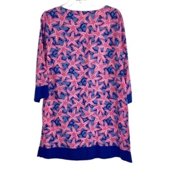 Talbots Lightweight Coastal Starfish Mini Dress Nautical Pink Blue - Picture 6 of 6